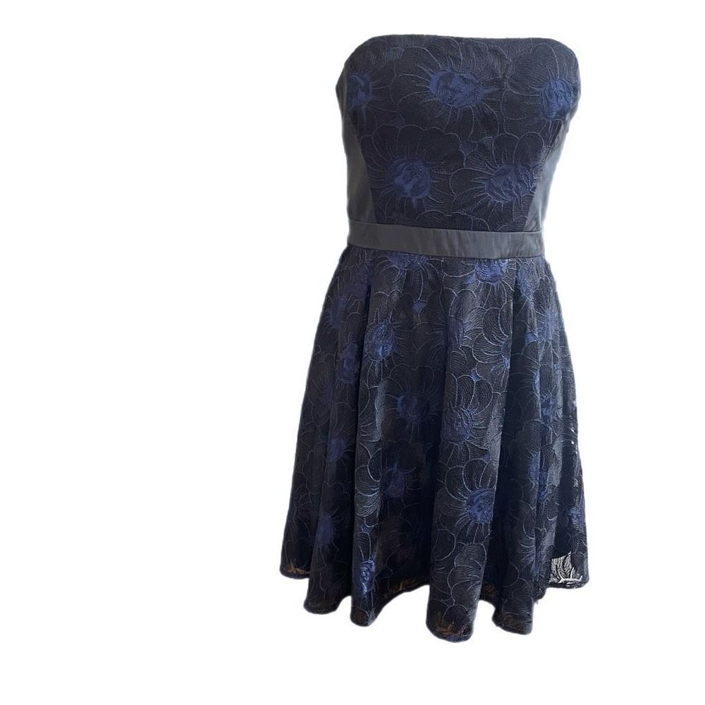 Bebe Women Special Occasions Dress Strapless Corset Top Blue Black Lace Sz 4 New